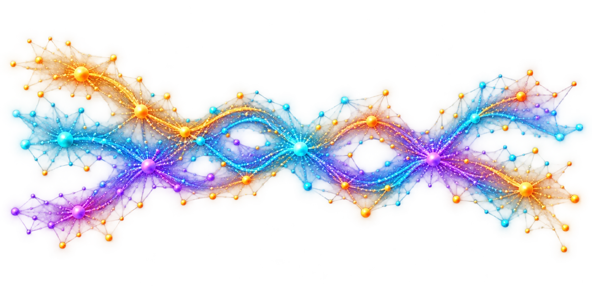 Abstract connections in the Creation Train brand colours.